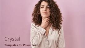  Presentation with curly hair - Presentation theme consisting of hispanic-woman-with-curly-hair background and a soft green colored foreground