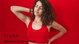  Presentation with curly hair - Theme featuring hispanic-woman-with-curly-hair and a crimson colored foreground