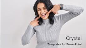 Presentation with dark - Presentation with hispanic-woman-with-dark-hair background and a light gray colored foreground