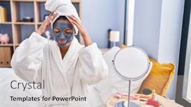  Presentation with face pain - Presentation theme featuring hispanic-woman-with-dark-hair background and a lemonade colored foreground