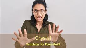  Presentation with panic - Slide set enhanced with hispanic-woman-with-dark-hair background and a coral colored foreground