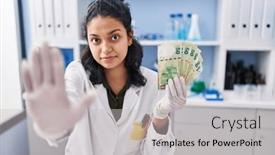  Presentation with defense - PPT theme consisting of hispanic-woman-with-dark-hair background and a light gray colored foreground