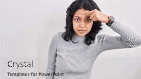  Presentation with dark skin - Slide set featuring hispanic-woman-with-dark-hair background and a light gray colored foreground