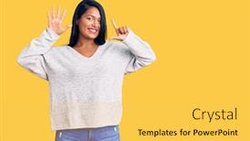  Presentation with real woman hair texture human - Cool new presentation theme with hispanic-woman-with-long-hair backdrop and a yellow colored foreground