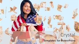  Presentation with united states flag - Slide set having hispanic-woman-with-long-hair background and a lemonade colored foreground