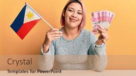  Presentation with hair - Beautiful PPT theme featuring hispanic-woman-with-pink-hair backdrop and a coral colored foreground