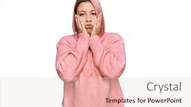  Presentation with sadness - Beautiful slides featuring hispanic-woman-with-pink-hair backdrop and a lemonade colored foreground