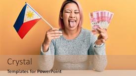  Presentation with philippine - Beautiful presentation theme featuring hispanic-woman-with-pink-hair backdrop and a coral colored foreground