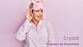  Presentation with pajama - Presentation design having hispanic-woman-with-pink-hair background and a lemonade colored foreground