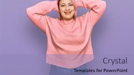  Presentation with pink - PPT theme featuring hispanic-woman-with-pink-hair background and a light blue colored foreground