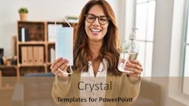  Presentation with covid - Slides featuring hispanic-woman-working-at-consultation background and a coral colored foreground