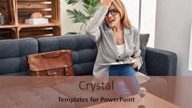  Presentation with memory - Presentation consisting of hispanic-woman-working-at-consultation background and a coral colored foreground