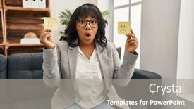  Presentation with emotion - PPT theme consisting of hispanic-woman-working-on-depression background and a  colored foreground