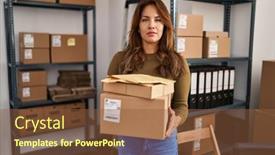  Presentation with simple business - PPT layouts featuring hispanic-woman-working background and a tawny brown colored foreground