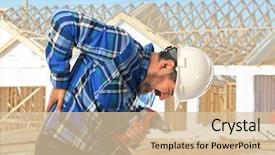  Presentation with construction site construction - Slides having hispanic worker getting back injury background and a lemonade colored foreground
