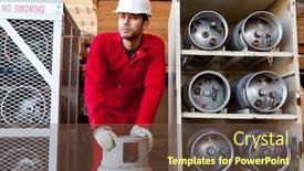  Presentation with gas - Amazing presentation theme having hispanic-worker-inspecting-gas-canister backdrop and a tawny brown colored foreground