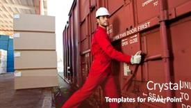  Presentation with railway - PPT theme having hispanic-worker-opening-industrial-railway background and a tawny brown colored foreground