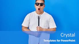  Presentation with fear - PPT theme consisting of hispanic-young-blind-man-holding background and a teal colored foreground