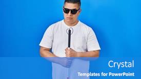  Presentation with blind - Slide deck having hispanic-young-blind-man-holding background and a  colored foreground
