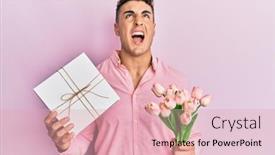  Presentation with anniversary - Slide deck with hispanic-young-man-holding-anniversary background and a lemonade colored foreground