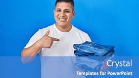  Presentation with self - Presentation theme with hispanic-young-man-holding-stack background and a  colored foreground