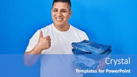  Presentation with multiracial team of young doctors stacking hands - Slide deck having hispanic-young-man-holding-stack background and a  colored foreground