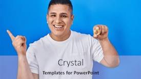  Presentation with virtual hand - Theme with hispanic-young-man-holding-virtual background and a light gray colored foreground