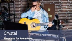  Presentation with music classic - Slide deck with hispanic-young-man-playing-classic background and a  colored foreground