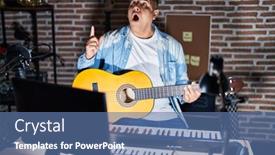  Presentation with music classic - Theme with hispanic-young-man-playing-classic background and a  colored foreground