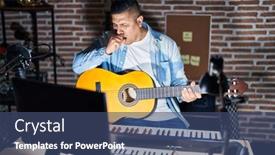  Presentation with music classic - Presentation with hispanic-young-man-playing-classic background and a ocean colored foreground