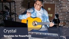  Presentation with music classic - Theme enhanced with hispanic-young-man-playing-classic background and a  colored foreground