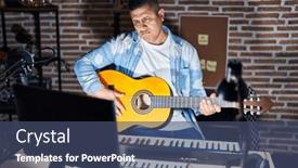  Presentation with music classic - Slide set enhanced with hispanic-young-man-playing-classic background and a  colored foreground