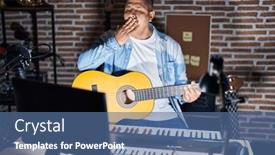  Presentation with music classic - Presentation theme having hispanic-young-man-playing-classic background and a  colored foreground