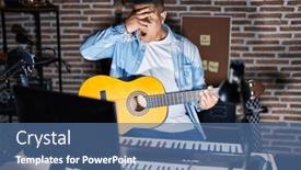  Presentation with music classic - Slide set with hispanic-young-man-playing-classic background and a  colored foreground