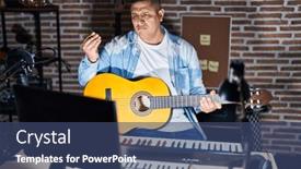  Presentation with music classic - Slide set enhanced with hispanic-young-man-playing-classic background and a  colored foreground