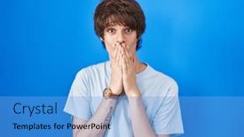  Presentation with scandal - Slides featuring hispanic-young-man-standing-over background and a light blue colored foreground