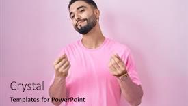  Presentation with pink business - PPT layouts enhanced with hispanic-young-man-standing-over background and a lemonade colored foreground