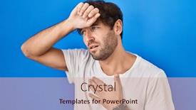  Presentation with flu virus - Presentation design consisting of hispanic-young-man-standing-over background and a soft green colored foreground