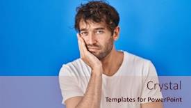  Presentation with depression - Presentation theme consisting of hispanic-young-man-standing-over background and a coral colored foreground