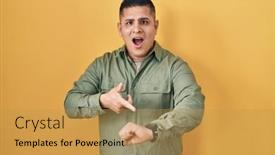  Presentation with hispanic - PPT layouts enhanced with hispanic-young-man-standing-over background and a yellow colored foreground