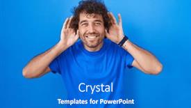  Presentation with deaf - Theme with hispanic-young-man-standing-over background and a cobalt blue colored foreground