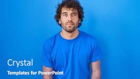  Presentation with simple - Presentation design consisting of hispanic-young-man-standing-over background and a cobalt blue colored foreground