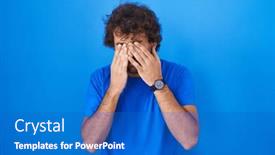  Presentation with vision - PPT theme featuring hispanic-young-man-standing-over background and a teal colored foreground