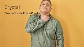  Presentation with sore throat - PPT layouts enhanced with hispanic-young-man-standing-over background and a yellow colored foreground