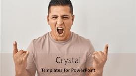  Presentation with rock music - Presentation theme with hispanic-young-man-standing-over background and a coral colored foreground