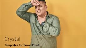  Presentation with fever - Presentation design having hispanic-young-man-standing-over background and a yellow colored foreground