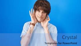  Presentation with deaf - Presentation design enhanced with hispanic-young-man-standing-over background and a teal colored foreground