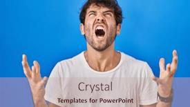  Presentation with frustration - Presentation theme enhanced with hispanic-young-man-standing-over background and a coral colored foreground