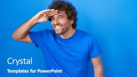  Presentation with far away - Presentation design featuring hispanic-young-man-standing-over background and a  colored foreground