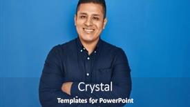  Presentation with camera - PPT theme featuring hispanic-young-man-standing-over background and a ocean colored foreground